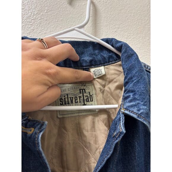 Levi's Silver Tab Denim Jacket Trucker Coat sz L Quilted Work Barn Chore Western - Picture 3 of 5